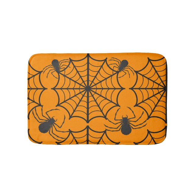 Creepy Spider Web Halloween Bath Mat (Front)