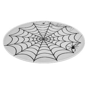 Creepy Spider Web Halloween Cutting Board