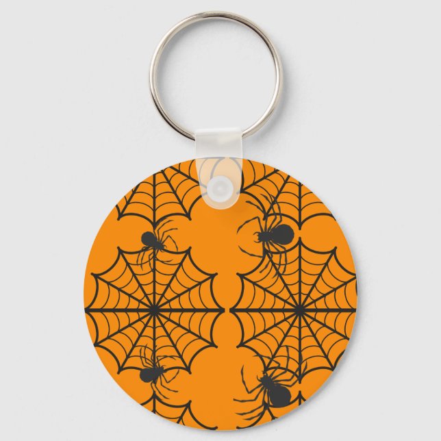 Creepy Spider Web Halloween Key Ring (Front)