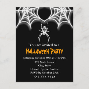 Creepy Spider & Web Invitation Card Template