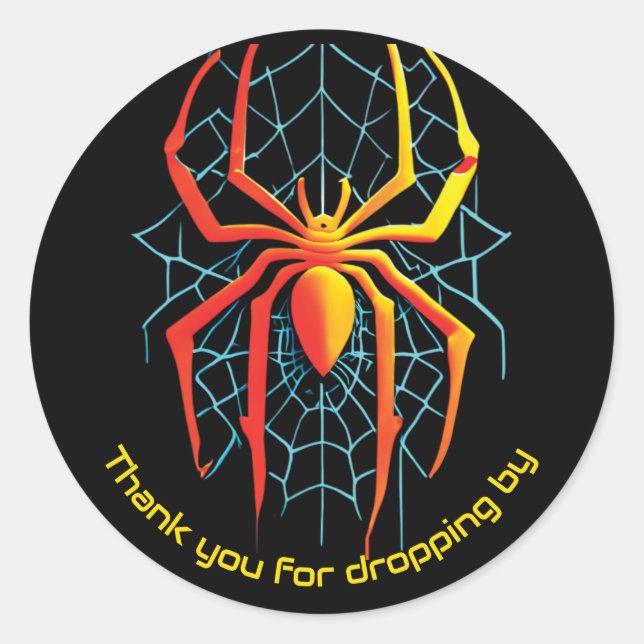 Creepy Spider Web Thank you Classic Round Sticker (Front)