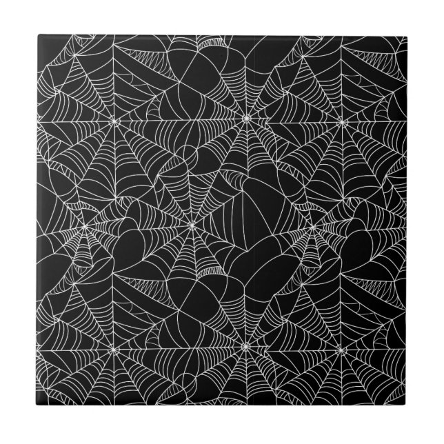 Creepy Spider Webs Ceramic Tile (Front)