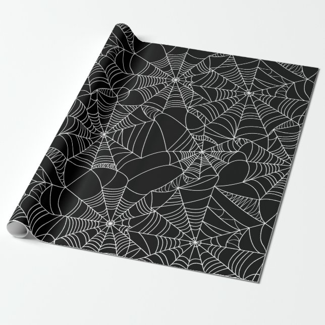 Creepy Spider Webs Wrapping Paper (Unrolled)