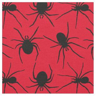 Creepy Spiders With Red Eyes Pattern Fabric
