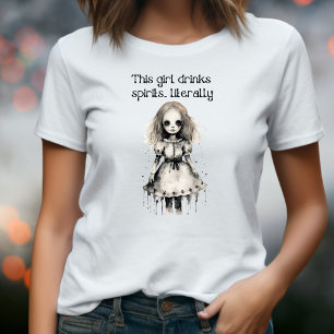 Creepy Spirit Girl Ghoul Halloween Doll Costume Tri-Blend Shirt