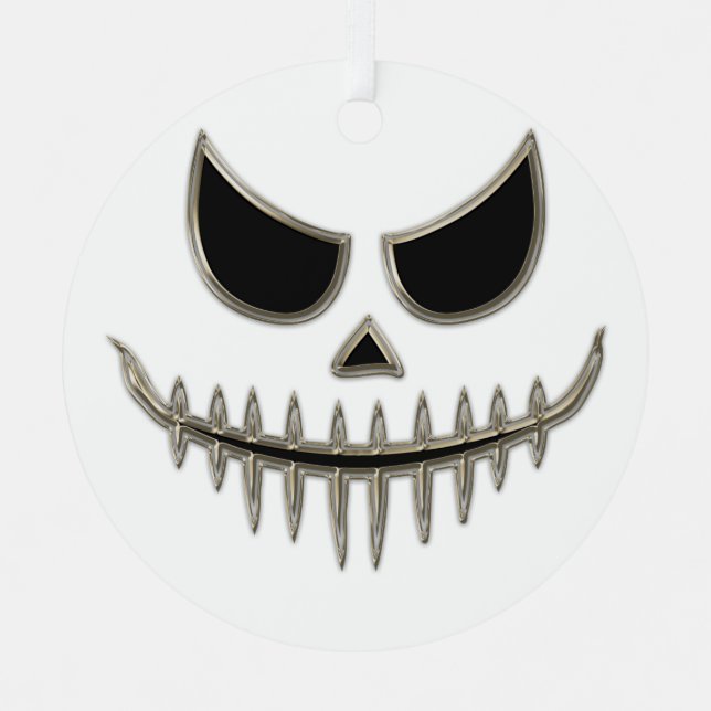 Creepy Spooky Halloween Skeleton Face Party Metal Tree Decoration (Front)
