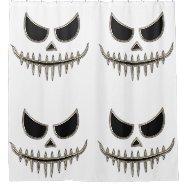 Creepy Spooky Halloween Skeleton Face Shower Curtain (Front)