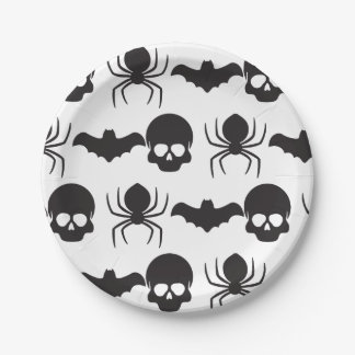 Creepy Spooky Halloween – Skull, Spider & Bat Paper Plate