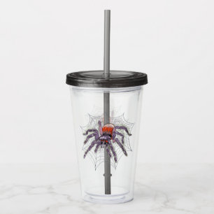 Creepy Tarantula in Web Original Artwork Acrylic Tumbler