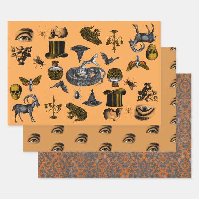 Creepy things, eyes & distressed pattern  wrapping wrapping paper sheet (Set)