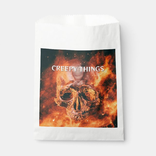 Creepy Things. Flaming skull in space Favour Bag (Front)