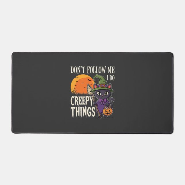Creepy Things Halloween Cat Witch Design_1 Desk Mat (Front)