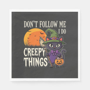 Creepy Things Halloween Cat Witch Design_1 Napkin