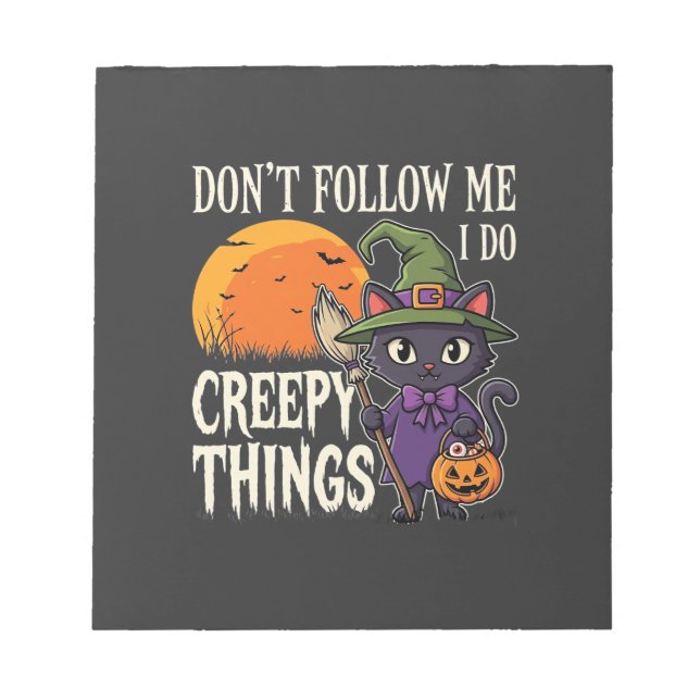 Creepy Things Halloween Cat Witch Design_1 Notepad (Front)