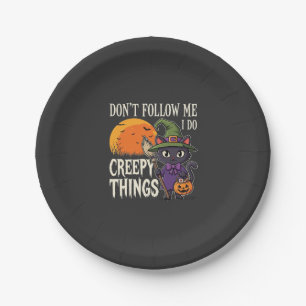 Creepy Things Halloween Cat Witch Design_1 Paper Plate