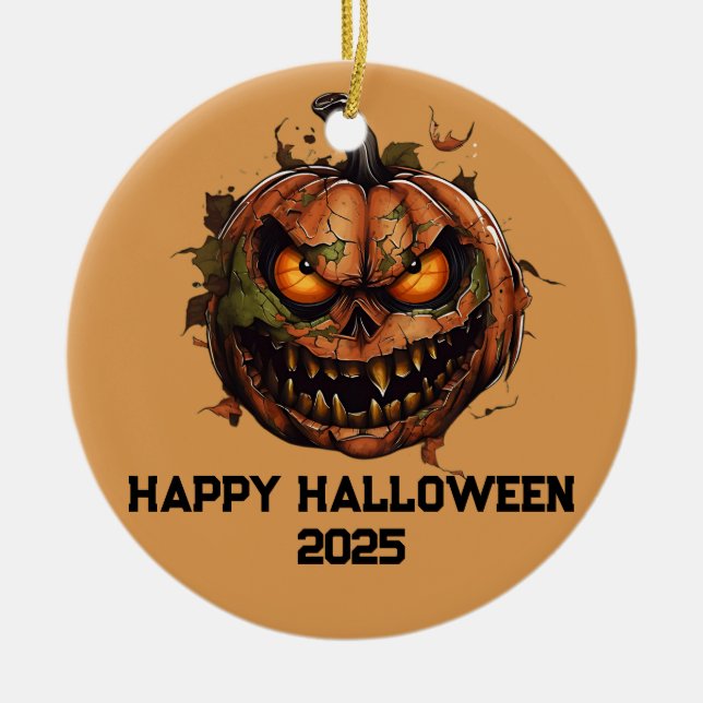 Creepy Torn Pumpkin Ornament (Front)