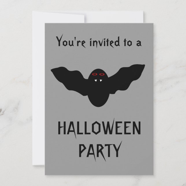 Creepy Vampire Bat Halloween Party Customisable Invitation (Front)