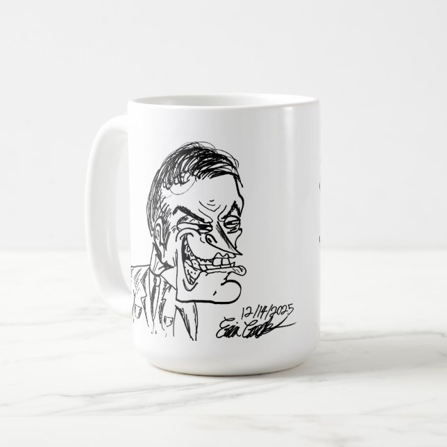 creepy villain cartoon art coffee mug (Front Left)
