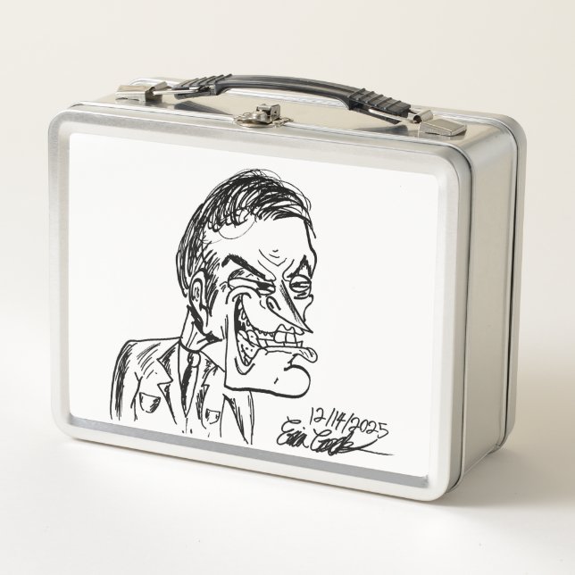creepy villain cartoon art metal lunch box (Front)