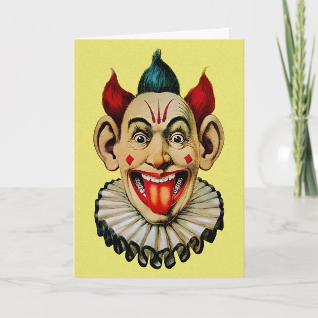 Creepy Vintage Clown Birthday Card (Front)