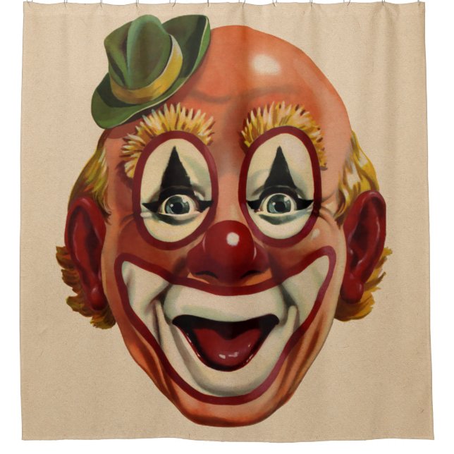 Creepy Vintage Clown Face Shower Curtain (Front)