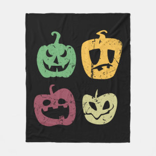 Creepy Vintage Halloween Pumpkins Fleece Blanket