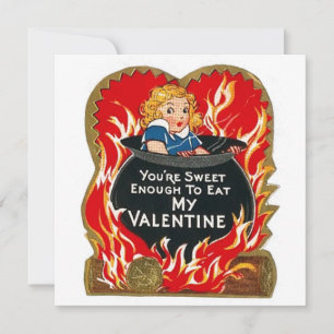 Creepy Vintage Valentine’s Day Girl Holiday Card