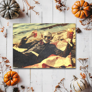 Creepy Vintage Vampire on the summer beach Postcard