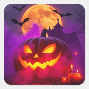 Creepy Viral Pumpkin 🎃 Stunning Halloween Glow Square Sticker