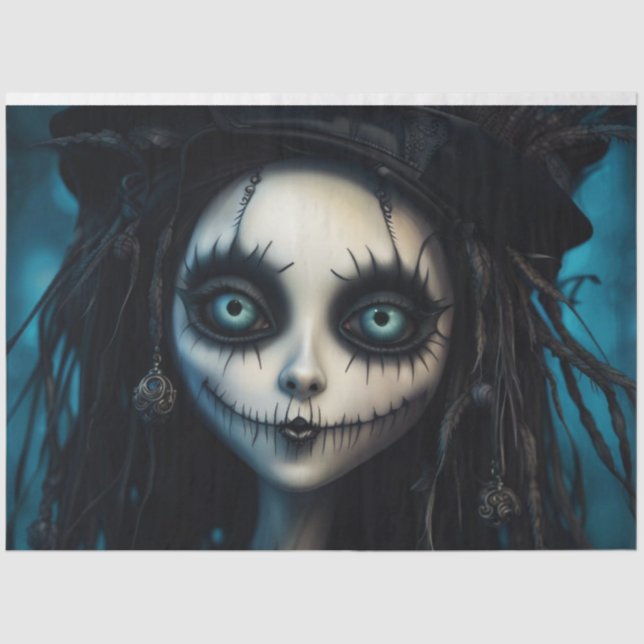 Creepy Voodoo Doll Woman Decoupage Paper (Front)