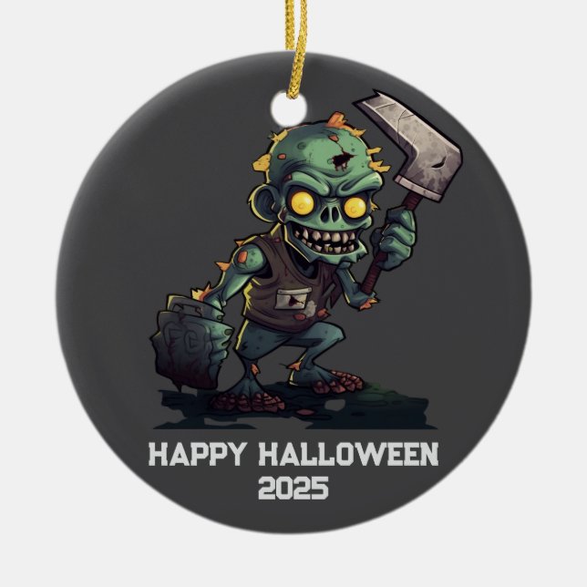 Creepy Walking Zombie Ornament (Front)