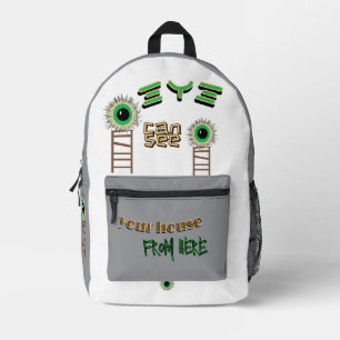 Creepy Watching Green Eye Print Cut Sew Bag