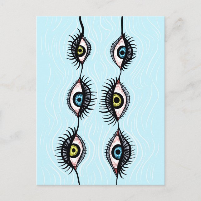 Creepy Weird Eye Garlands Surreal Art Postcard (Front)