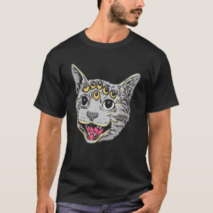 Creepy Weirdcore Cat Kitten Feline Animal Gothic C T-Shirt