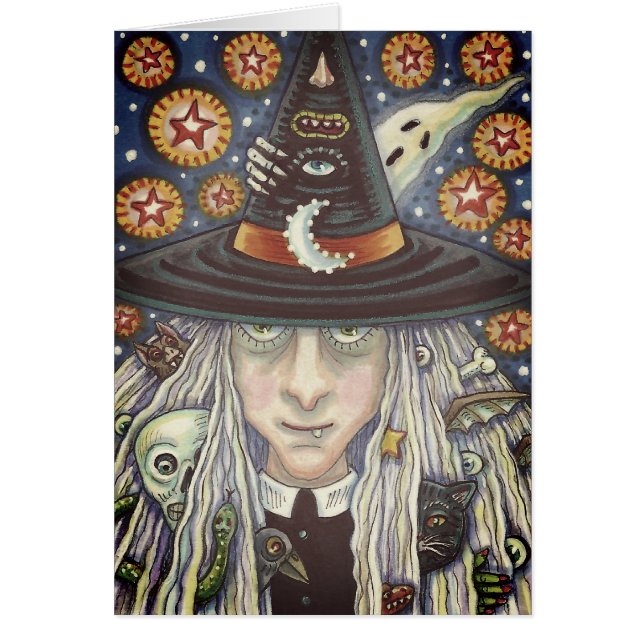 CREEPY WITCH, EVIL EYE, GOTH GREETING CARD Blank (Front)