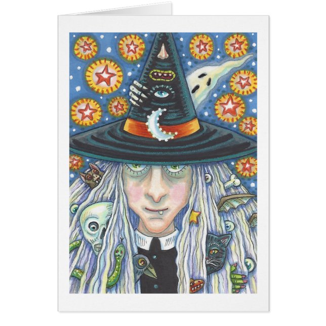CREEPY WITCH, EVIL EYE, GOTH GREETING CARD Blank (Front)