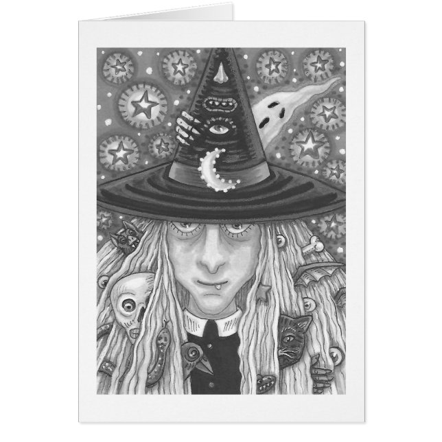 CREEPY WITCH, EVIL EYE, GOTH GREETING CARD Blank (Front)