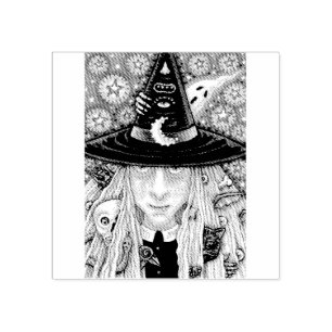 CREEPY WITCH, EVIL EYE, SKULL, BAT RUBBER STAMP