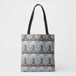 CREEPY WITCH, EVIL EYE, SKULL, SHOULDER TOTE BAG