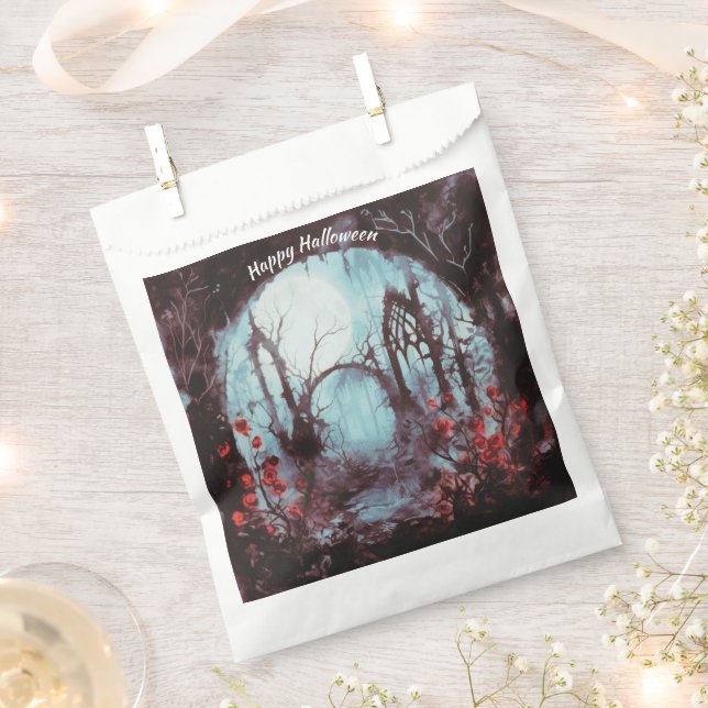 Creepy Woods Full Moon Happy Halloween Favour Bag (Clipped)