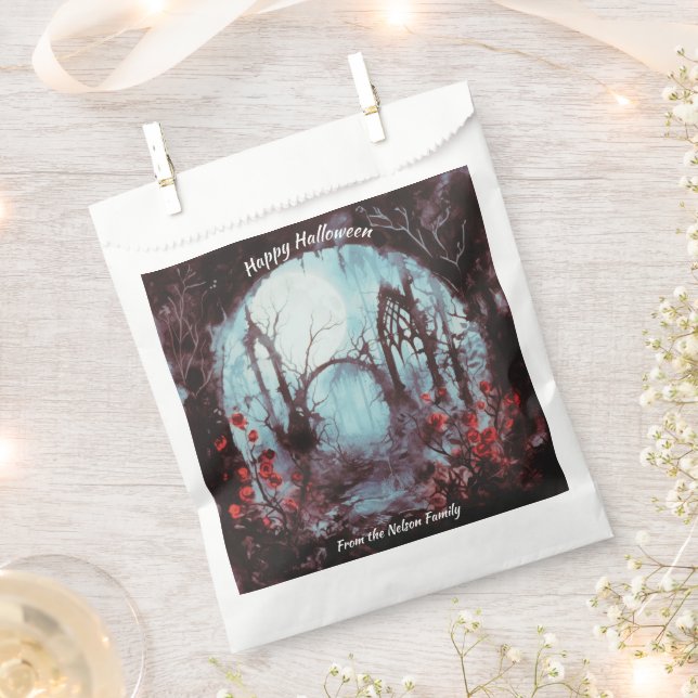 Creepy Woods Full Moon Happy Halloween Favour Bag (Clipped)