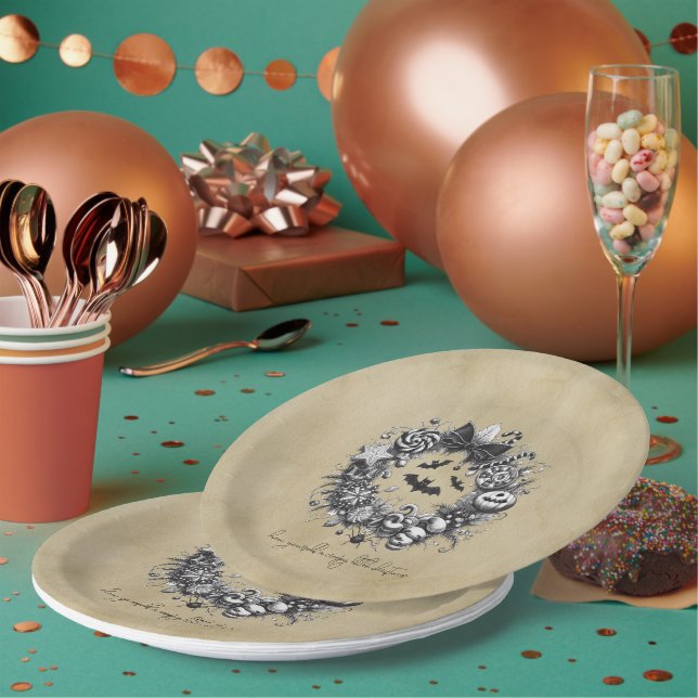 Creepy Wreath Paper Plate (Multi)