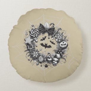 Creepy Wreath Round Cushion