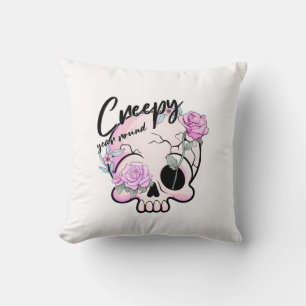 Creepy Year Round Skull Flora Pastel Cushion