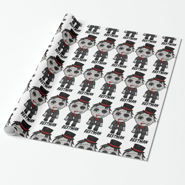 Creepy Zombie Best Man at Wedding Gift Wrap (Unrolled)