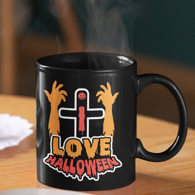 Creepy Zombie Hands I Love Halloween Coffee Mug (Creator Uploaded)