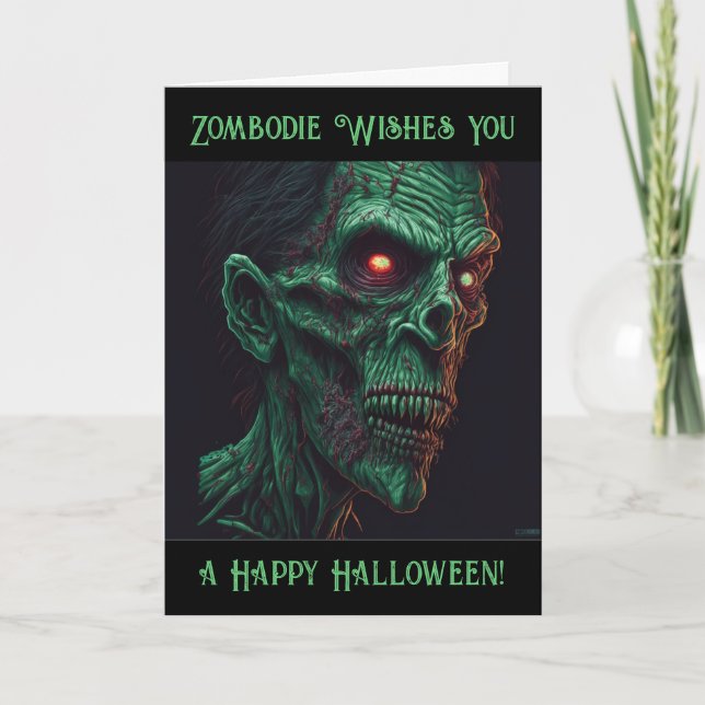 Creepy Zombie Pun Halloween Card (Front)