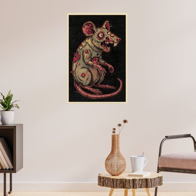 Creepy Zombie Rat Illustration Poster (Living Room 3)