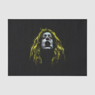 Creepy zombie woman face portrait tissue paper