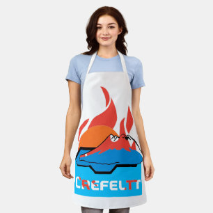 CREFELTT Volcanic Eruption & Sunset Retro Streetwe Apron